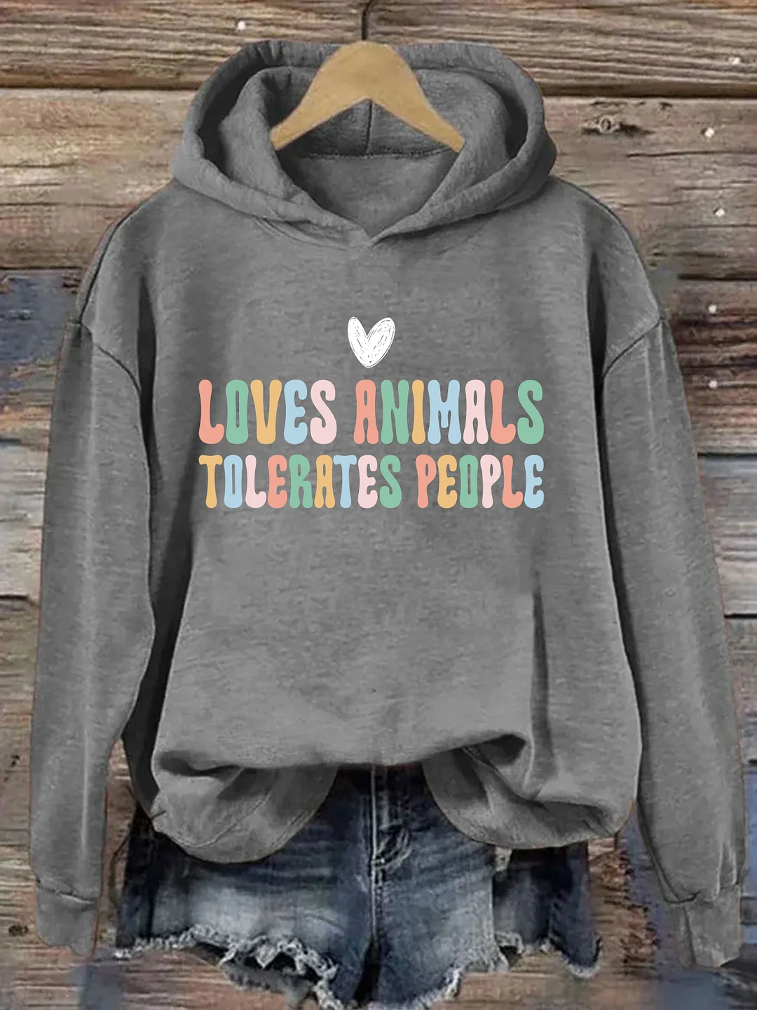 Love Animals Tolerates People Hoodie