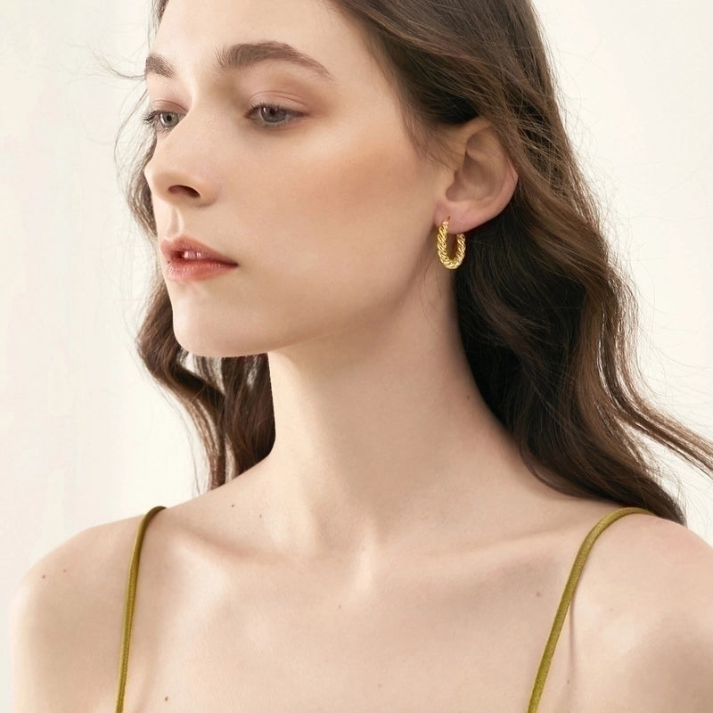 1 Pair Minimalist C Shape Plating 201 Stainless Steel Hoop Earrings Ear Studs