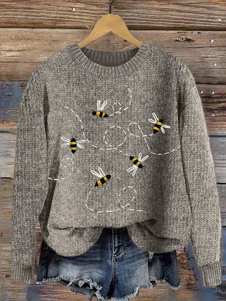 Embroidered bee sweater best sale