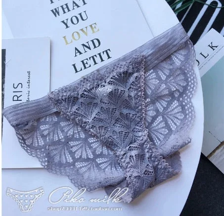 Women's Cotton Underwear Plus Size Women's Bow Panties Sexy Lace Underpants Mid Waist Hollow Out Briefs Female Sexy Lingerie