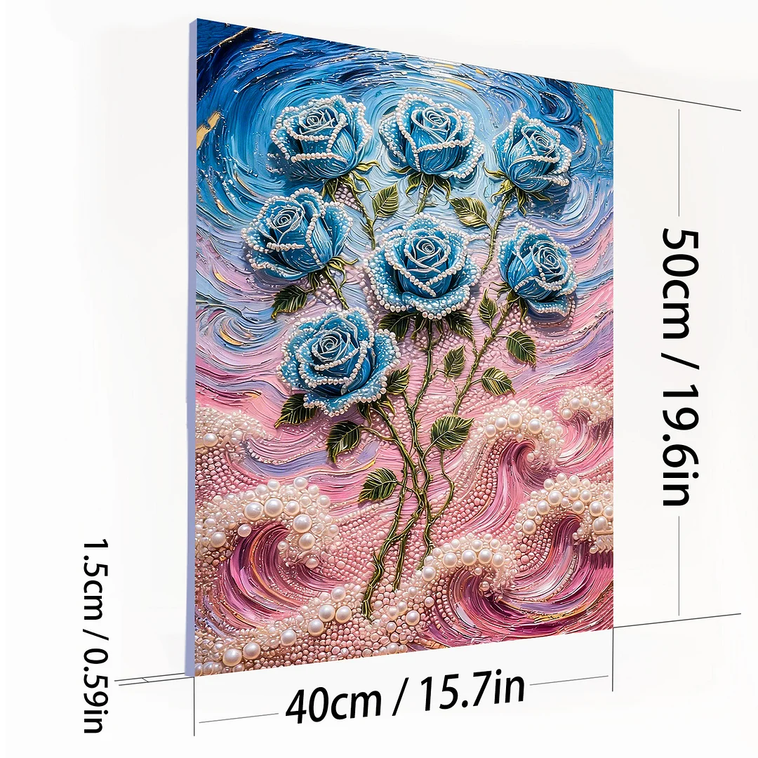 Blue - DIY Pearl Diamond Art Kit With Frame 40*50cm