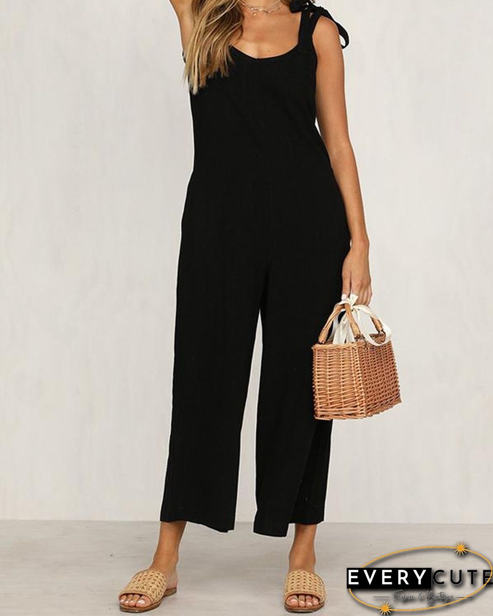 Fashion Halter Sleeveless Wide Leg Jumpsuit