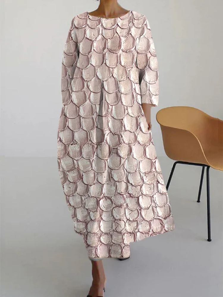 Comstylish Women's 3D Floral Pattern Design Casual Printed Dress