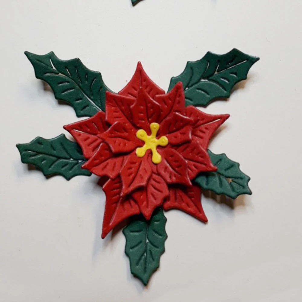 New Maple leaves with Christmas flowers Metal Cutting Dies Decorative DIY Scrapbooking Steel Craft Die Cut Embossing Paper