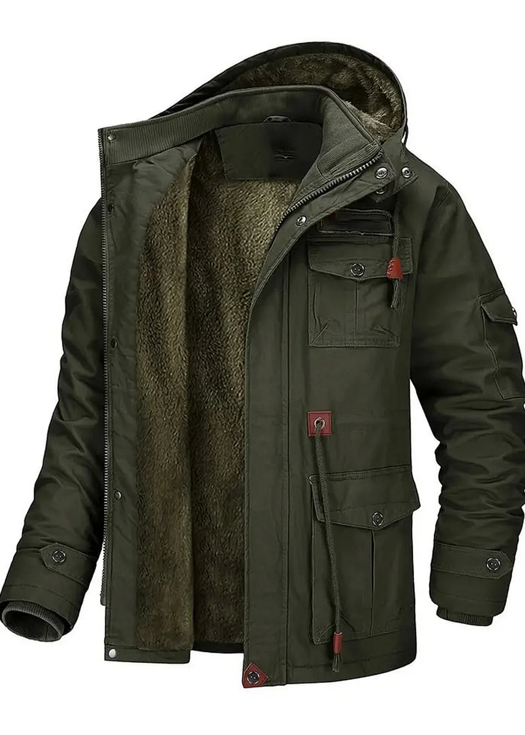 Men's Winter Outerwear Jacket Fleece Lined Cotton Workwear Jacket Waterproof Breathable Coat