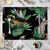  Green Leaves Pattern Western Pad 42x32cm Cotton Linen Placemat Insulation Dining Table Mat Bowls Coasters Kitchen Accessories 