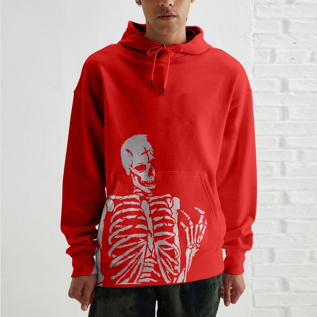 Personalized Skull Print Long Sleeve Men's Hoodie
