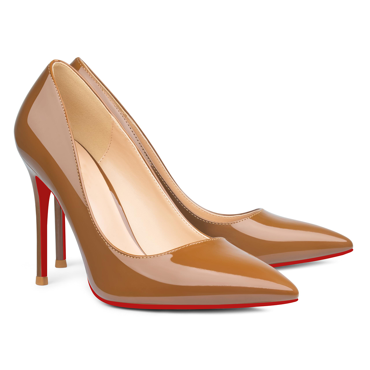 100mm Women's Red Bottom High Heels Party Daily Patent Pumps-MERUMOTE