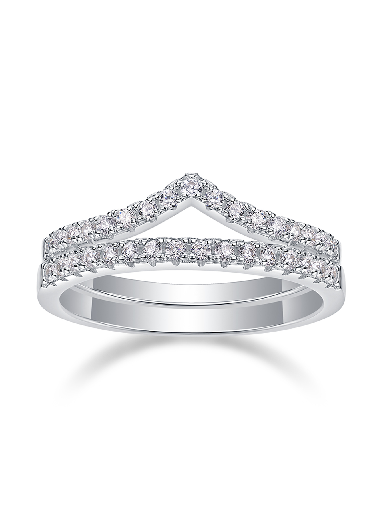 2pcs Moissanite Rings V Shape Stackable Design 925 Sterling Silver 18K Gold Plated Jewelry Gift Comes with GRA Certificat