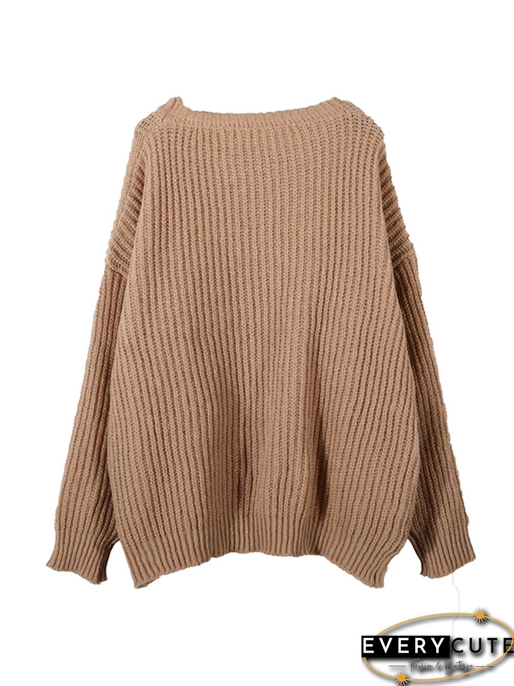 Solid Crew Neck Knit Sweater