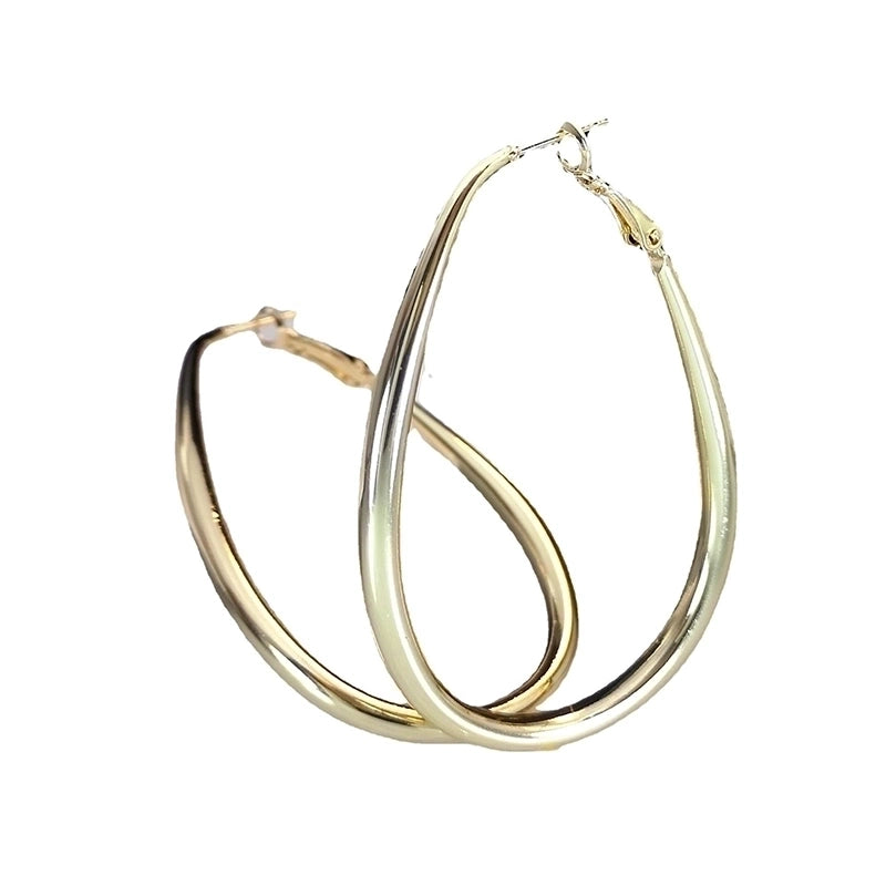 1 Pair Exaggerated Minimalist Oval Plating Copper Gold Plated Hoop Earrings