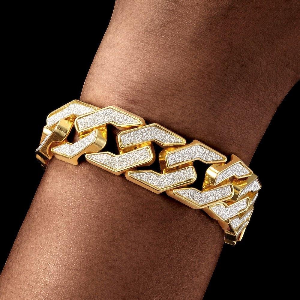 16mm Cuban Gold Plated Sandblast Bracelet