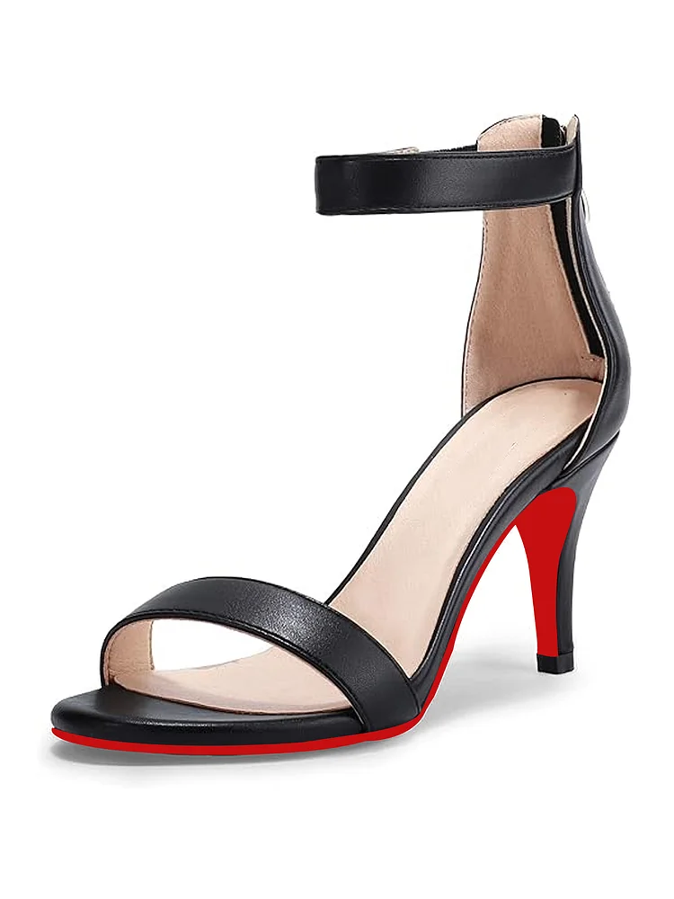 75mm Women's  Kitten Heels Stiletto Heels  Dressy Open Toe Heels Ankle Strap Heeled  Prom Sandals Bride Wedding Bridal Shoes Red Bottom Pumps