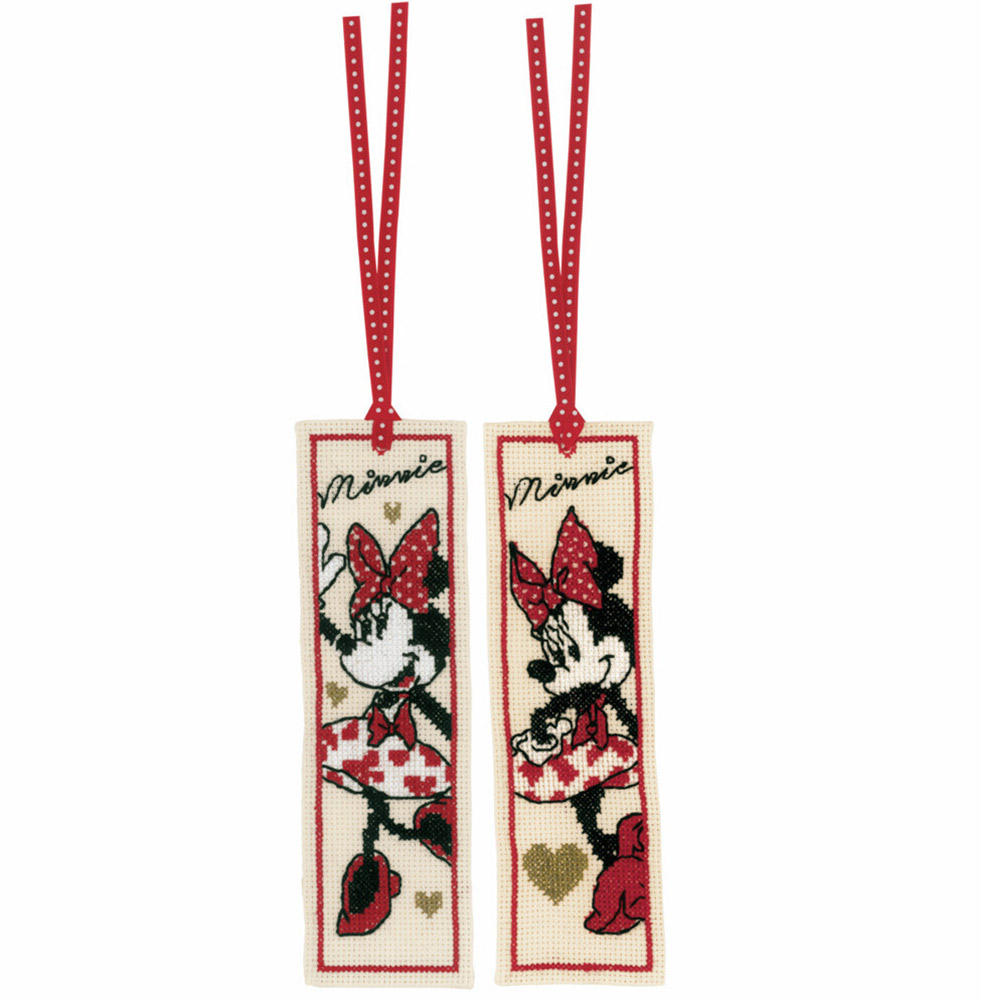 2x Cartoon Female Mouse 2-Strand 14CT Counted Cross Stitch Tassel Bookmarks