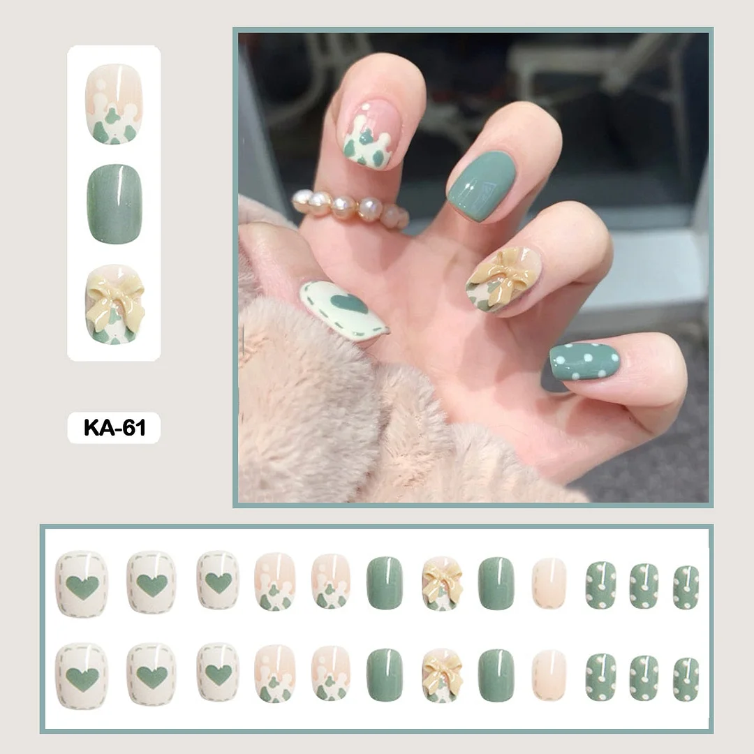 Butterfly Lovely Girl Nail Art Wearable Press On Fake Nails Tips With Glue And Sticker 24pcs/box With Wearing Tools As Gift-Nail Inspo
