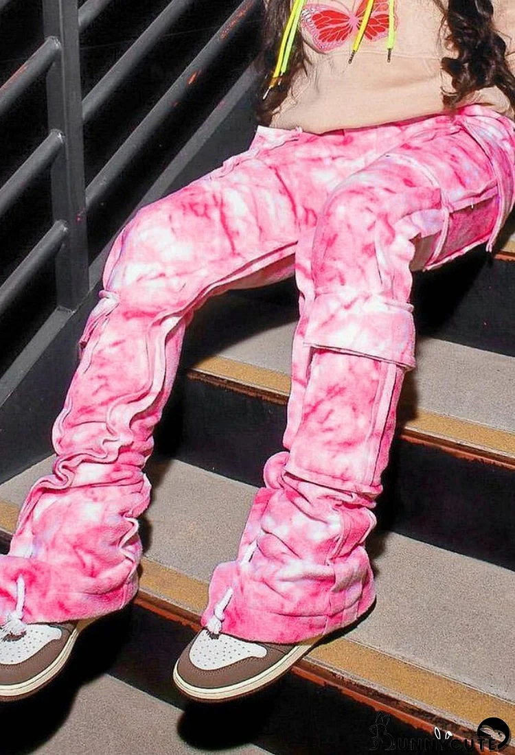 Summer Tie Dye Pink Pocket Sweatpants