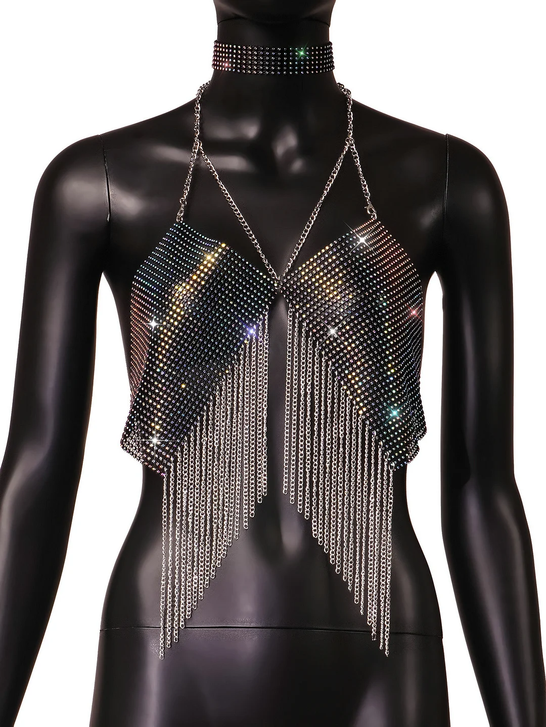 Uveng Uveng Type Sequins Slim Short Money Inside The Sling Type Anti-Light Black Small Vest DYJ2048