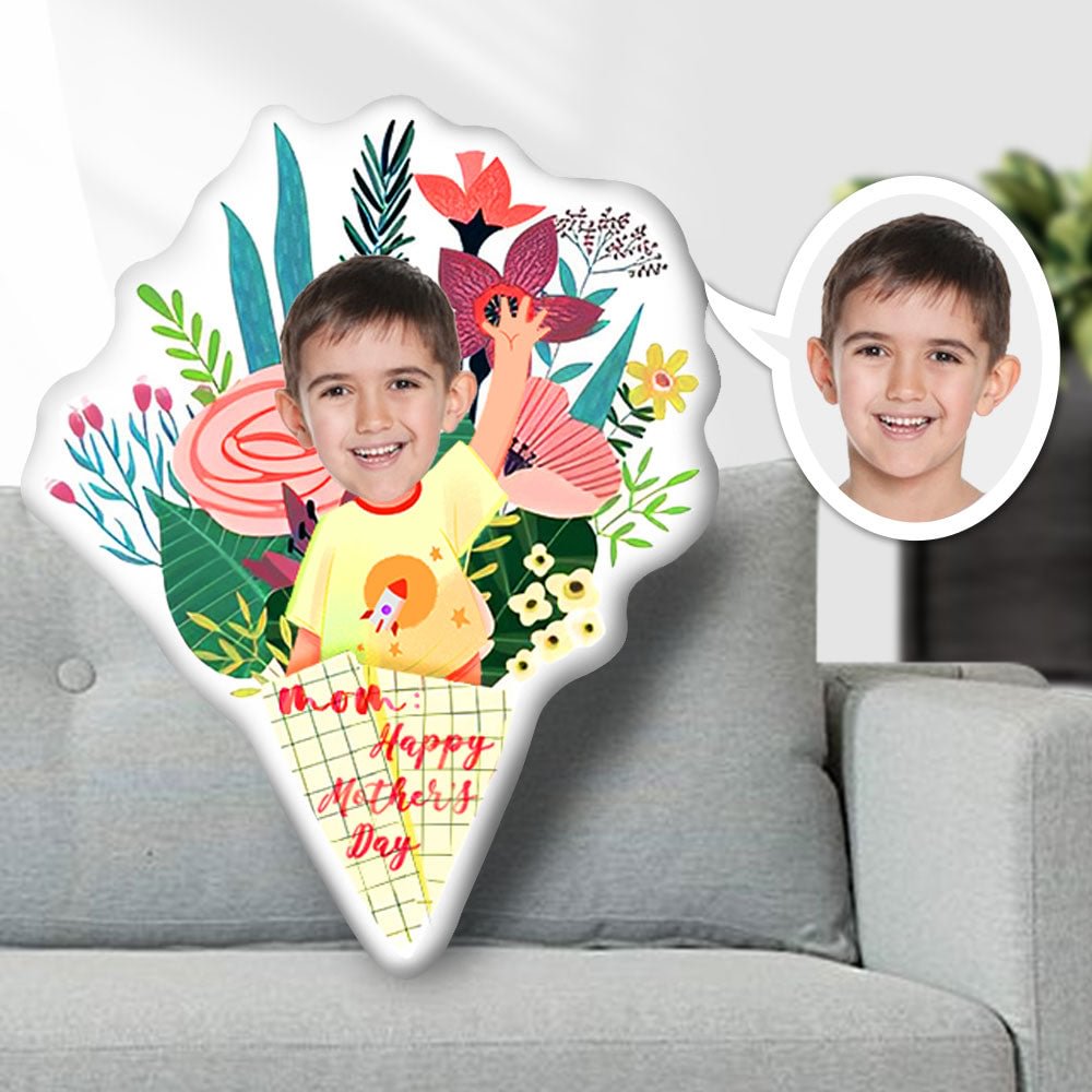 Custom Photo Face Pillow, Mother's Day Flower Face Pillow, Face Picture Pillow Doll Face Body Pillow Personalized Doll