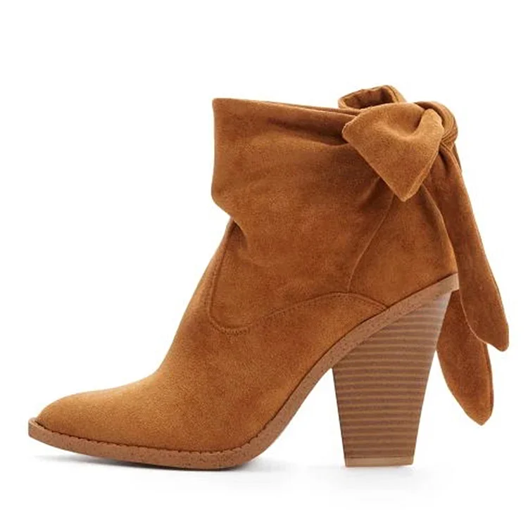 Trendy Lace Up Block Heels Round Toe Ankle Booties Vdcoo