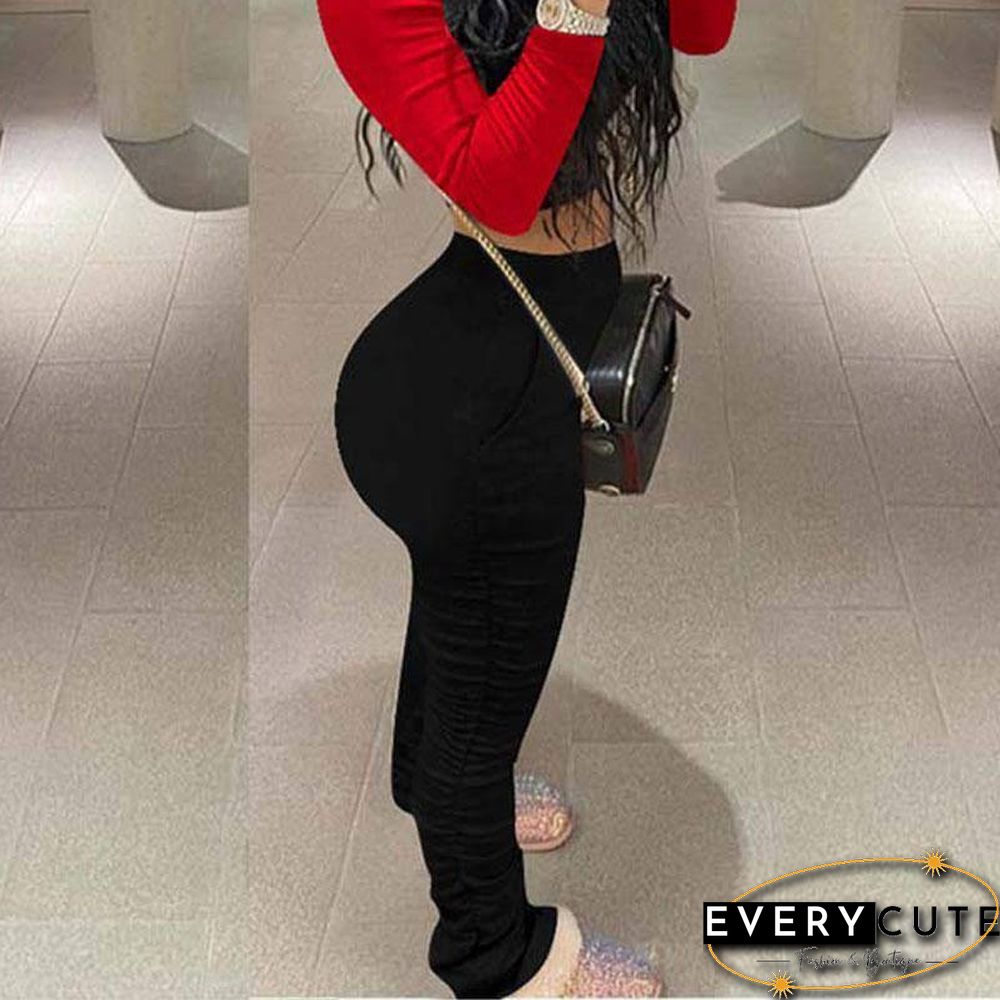 Stacked Pants Women Sweatpants Ruched Pants High Waisted Stacked Sweat Pants Stacked Joggers Sweatpants For Women