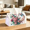Pink Roses DIY PULeather Diamond Painting Tissue Box for Adults Beginners Decorative Diamond Art Paper Storage Holder for Living Room Bedroom Bathroom Table Decor