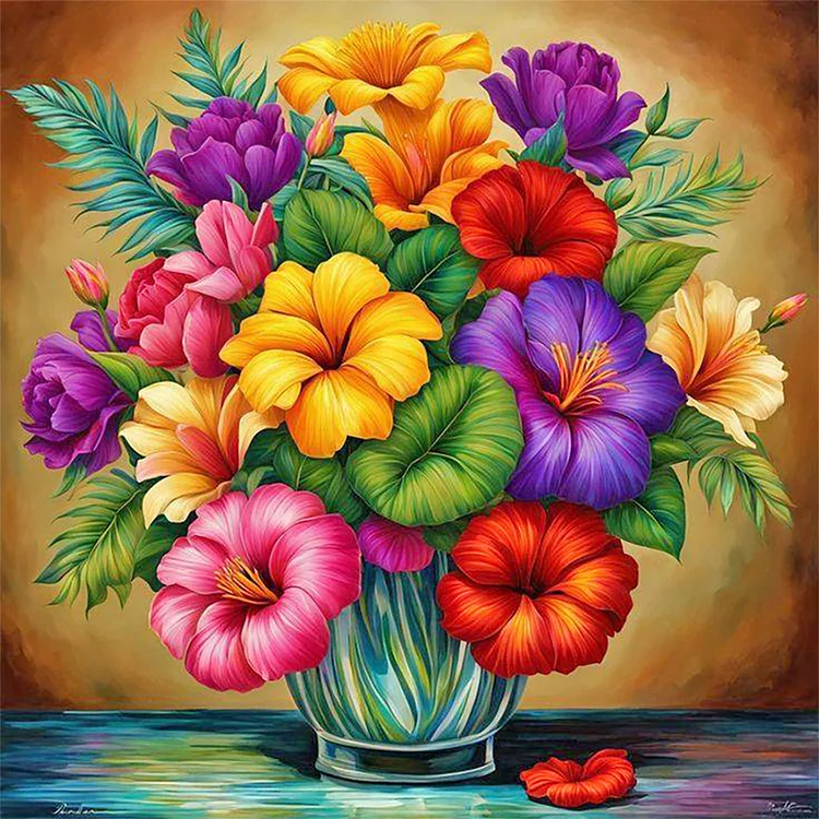 Vase Bouquet 30*30CM (Canvas) Full Round Drill Diamond Painting gbfke