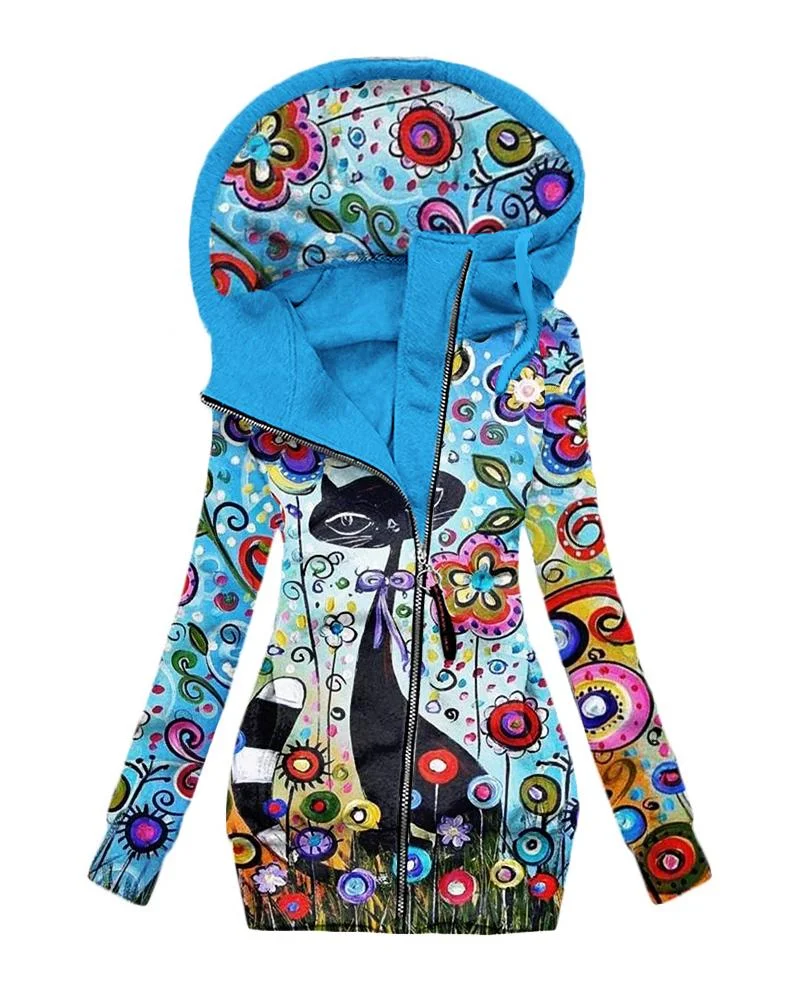 Women's Daily Vintage Print Hoodie-081610