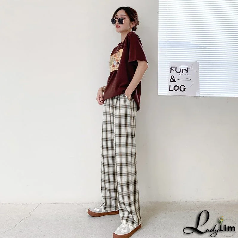 Plaid Pants Women's Spring And Autumn Thin