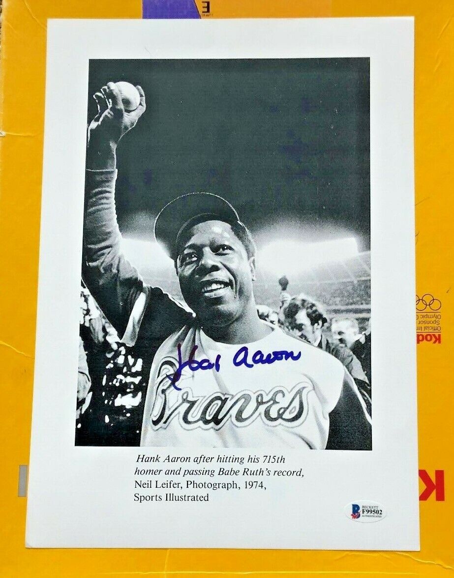 HANK AARON SIGNED 9X13 Photo Poster painting BECKETT CERTIFIED ATLANTA BRAVES