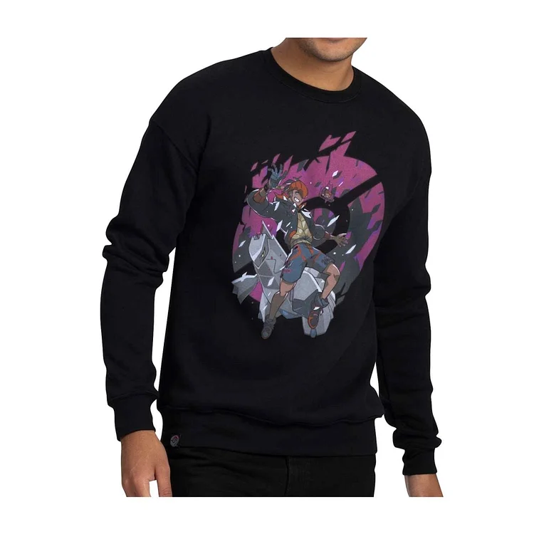 Raihan Pokémon Trainers Black Oversize Drop-Shoulder Crew Neck Sweatshirt - Adult