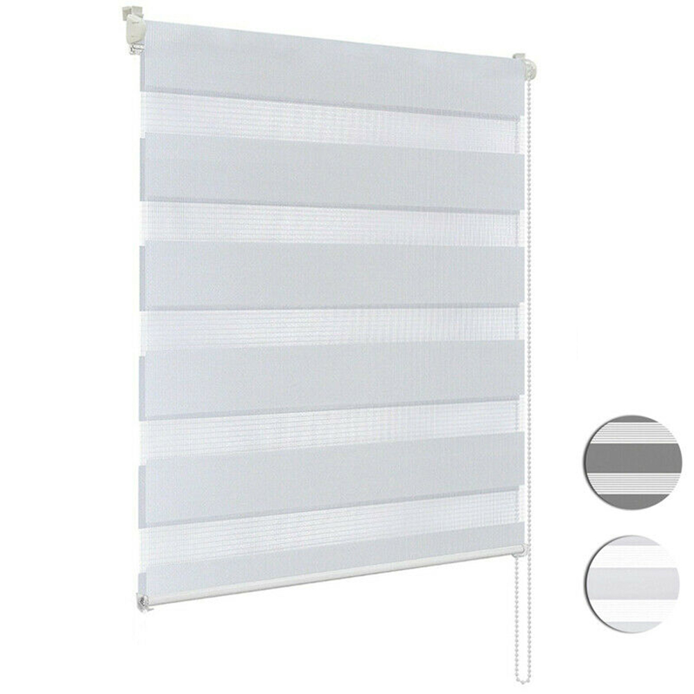 

Window Pleated Zebra Blinds Adjustable Double Roller Mini Blinds Curtain, Light grey, 501 Original