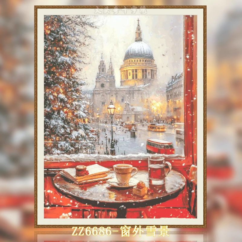 【ZZ6732- Snow outside the window】 Painting Fairy Cross Stitch