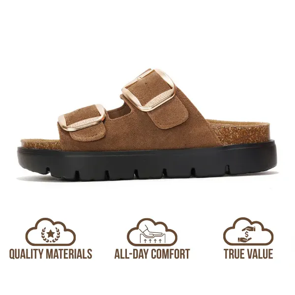 Women's Genuine Leather Flatform Platform Sandals