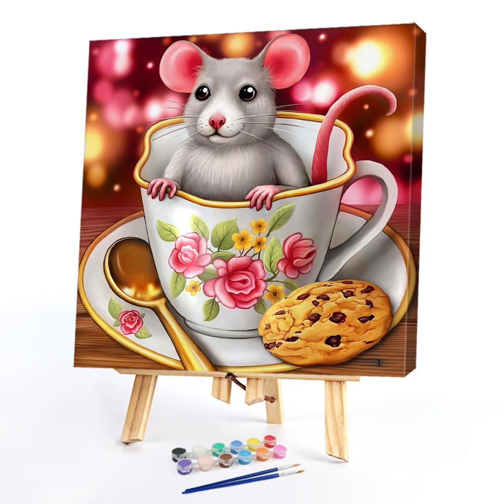 

40*40CM - Paint By Numbers - Teacup Mouse, 501 Original