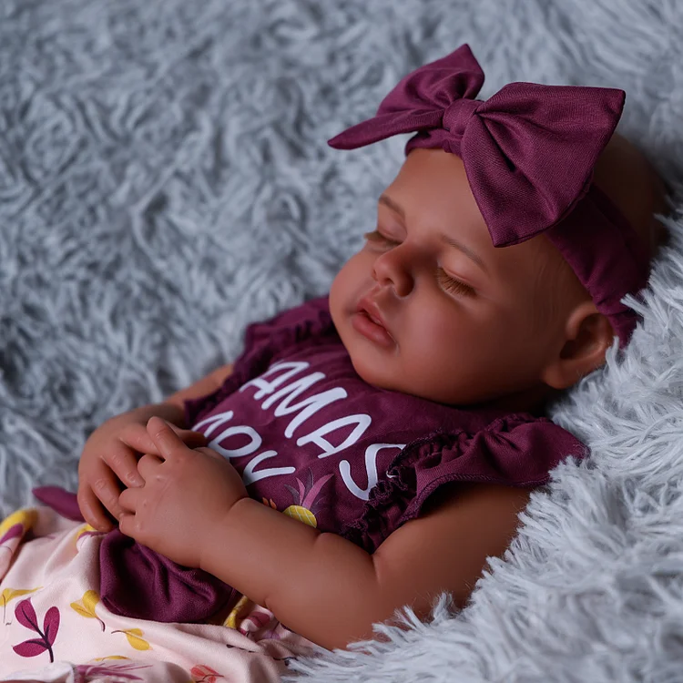 Babeside Sleeping Reborn Baby Lucy 20" African American Little Infant Girl Emotional Comfort Choice
