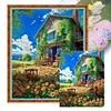 Flower House-16CT Stamped Cross Stitch 50*60cm/19.69*23.62in(Big Size)