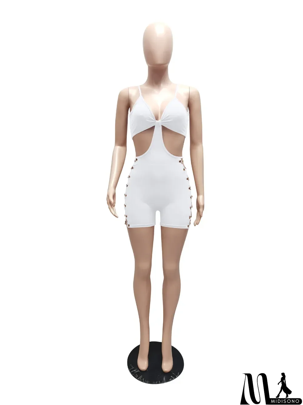 MidiSono - Sleeveless Chain Wrap Hip Slim Sexy Jumpsuit