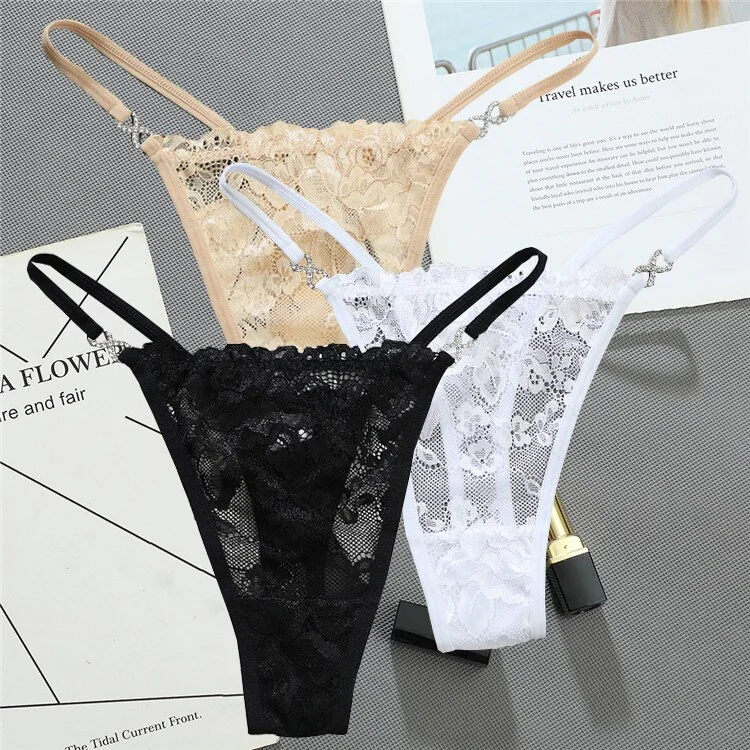Billionm Women Lace Panties Thongs low Waist Mesh G-String T-Back Briefs Underwear Transparent Ladies Panties Sexy Lingerie
