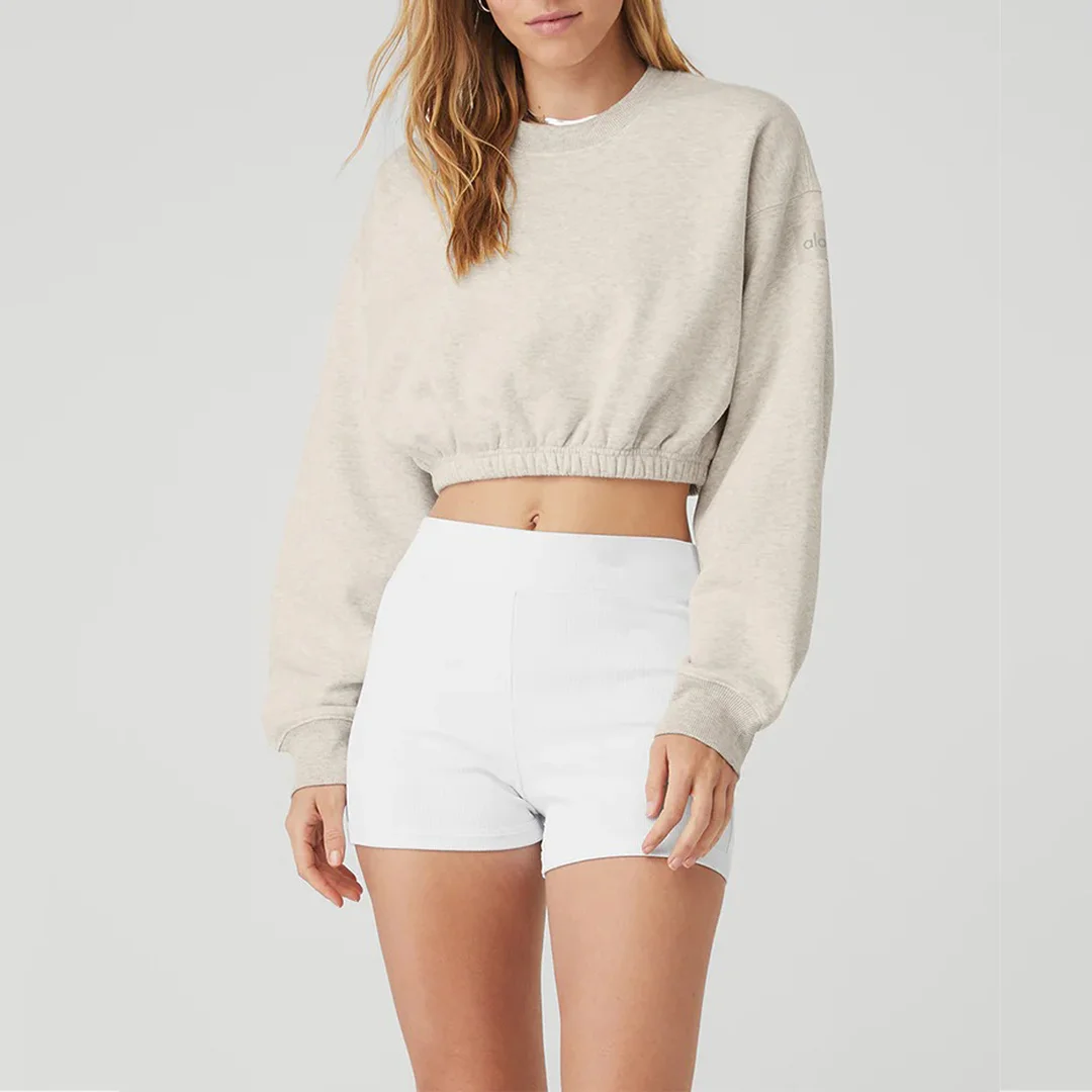 Casual Crew Neck Loose Fleece Sweatshirt