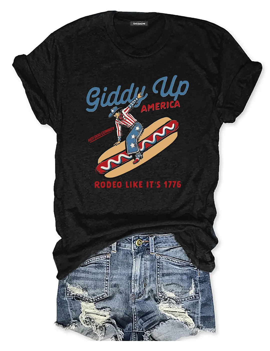 Giddy Up America Cowboy Hot Dog T-shirt