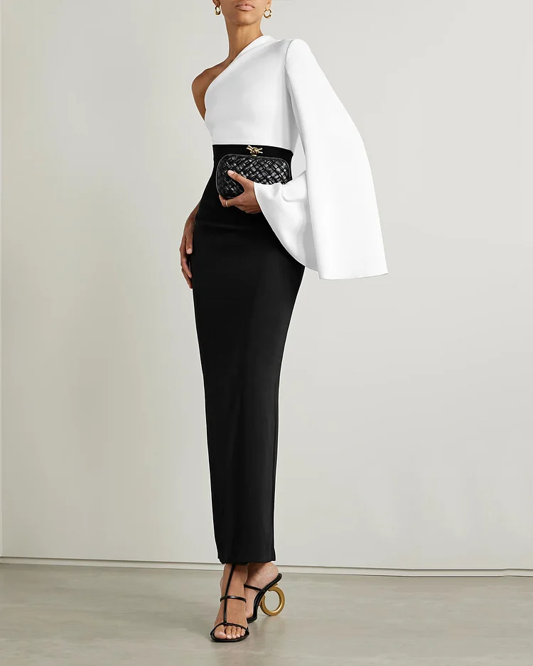 One-Sleeve Crepe Gown