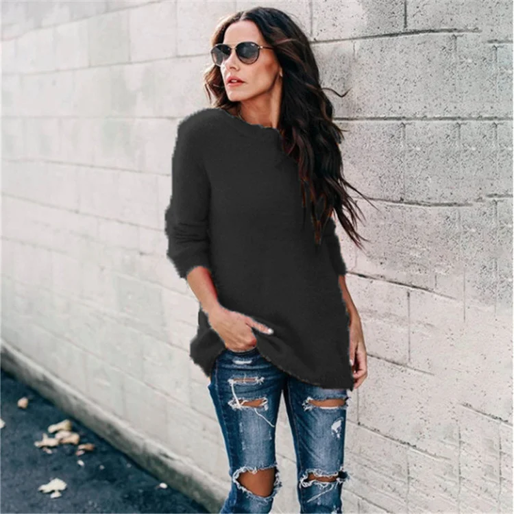 Uveng Uveng 2024 New Fast Selling Burst Knitted Shirt Splicing Tset-Head Sweater Woman