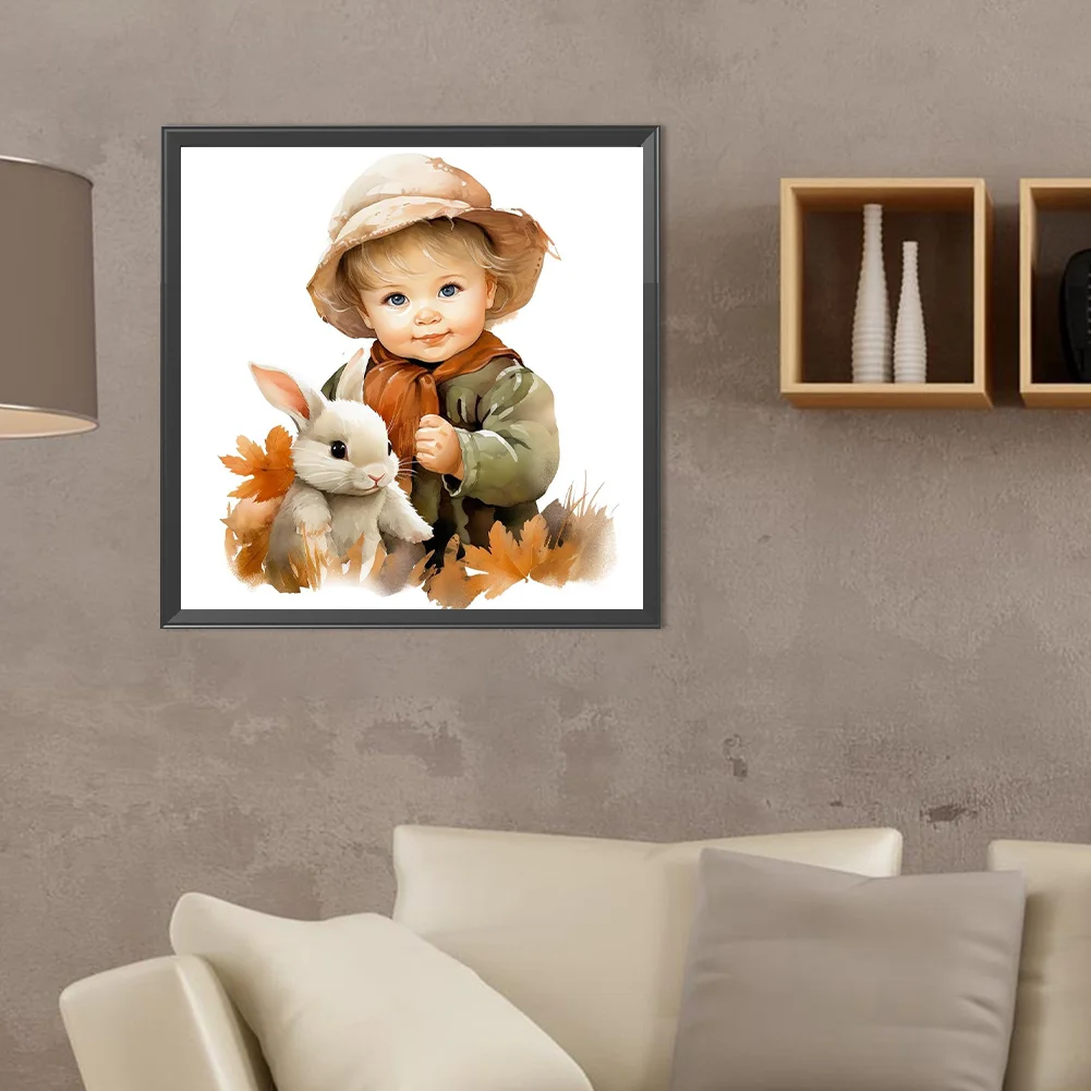Diamond Painting - Full Round Drill - Harvest Farm Kid(Canvas|40*40cm)