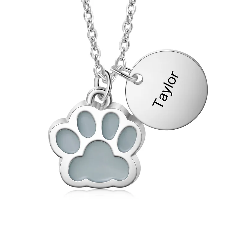 Personalized Dog Paw Pendant Necklace Customized Name Fluorescent Necklace Creative Gift for Her/Him