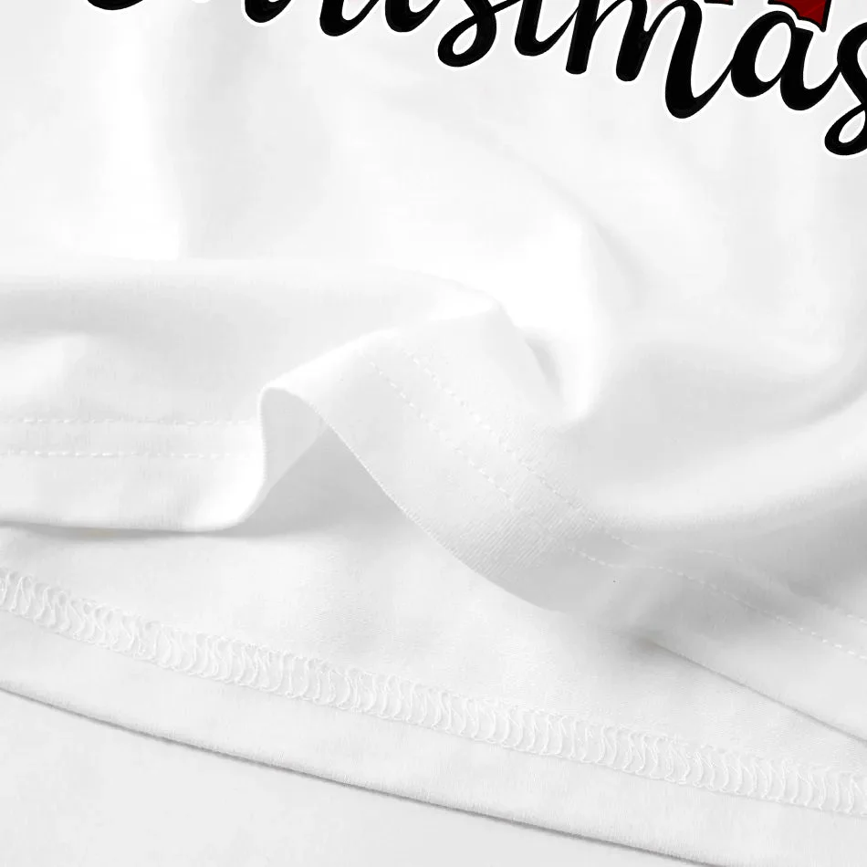 "Merry Christmas" Letter Print 2024 Green Elf Cartoon Pattern Contrast White Long Sleeve with Vintage Black and Red Plaid Pants Family Matching Pajamas