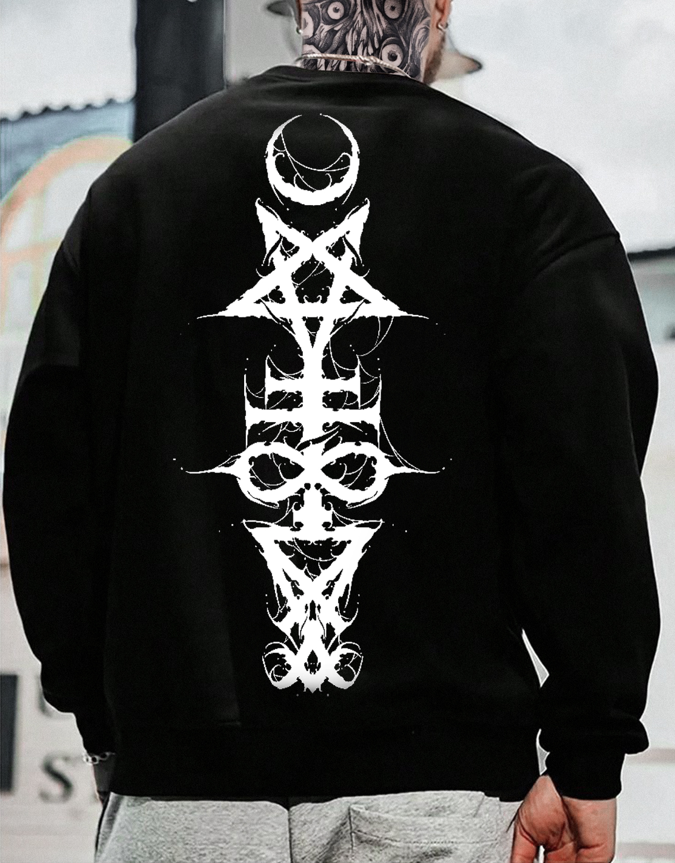 Satanic Alchemy Chaos Symbol Oversize Sweatshirt / TECHWEAR CLUB / Techwear