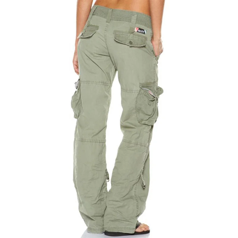 Brownm Retro Women's Wide Leg Multi-pocket Casual Loose Straight Casual Pants