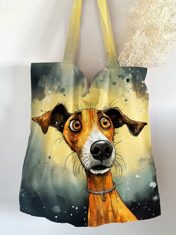 Dog Print Pattern Linen Tote Bag