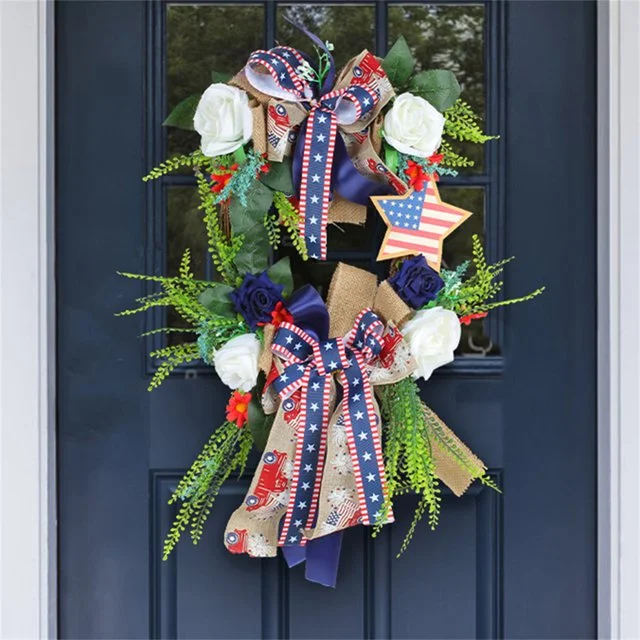 Independence Day floral leaves wreath