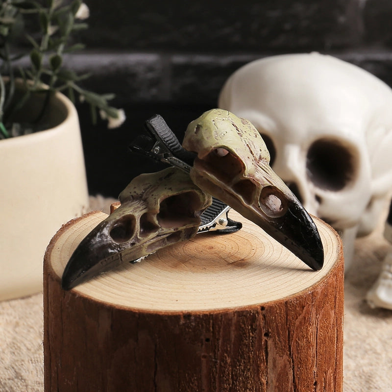 Halloween Novelty Crow Skull Resin Party Festival Hairpin